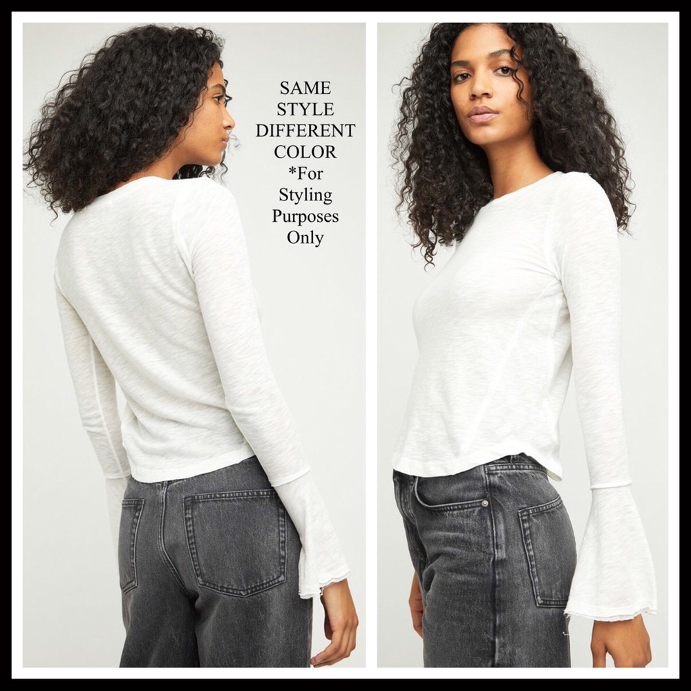 FREE PEOPLE BOHO TOP LONG SLEEVES KNIT PULLOVER LAYERING TEE A2C - Picture 5 of 11
